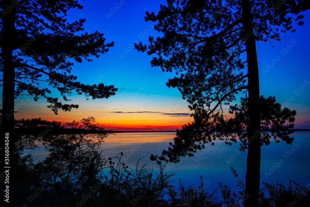 sunset over lake sunset over lake