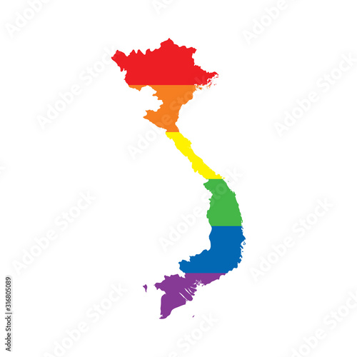 Vietnam LGBTQ gay pride flag map