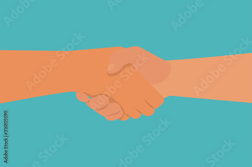 Wallpaper Mural Hand shake on Blue background. Flat vector illustration. Torontodigital.ca