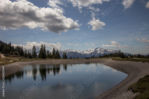 Alps in the vicinity of Seefeld. Lake of cold water. Seefeld  Tyrol  Austria