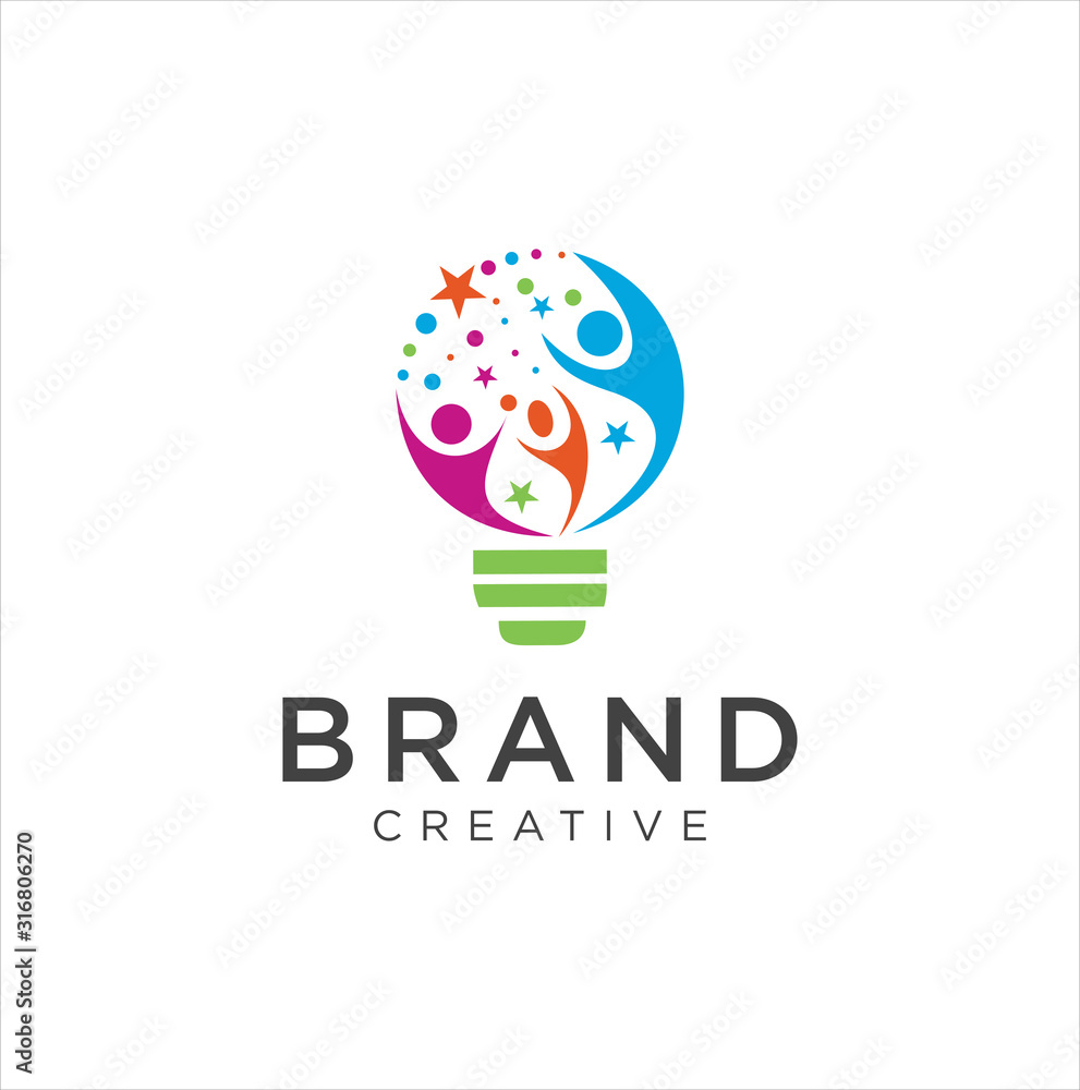 Bulb Family Logo . Creative family logo . Happy Family logo vector illustration . Idea creative light bulb logo . Bulb Family Logo . Creative family logo . Happy Family logo vector illustration . Idea creative light bulb logo .