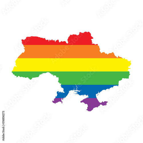 Ukriane LGBTQ gay pride flag map