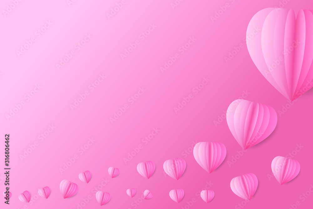Pink paper heart On the pink paper surface used for making Valentines Day cards 