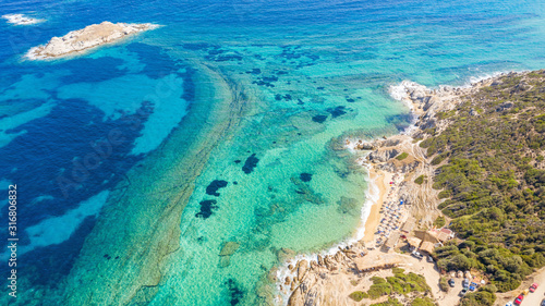 Tigania beach in Greece aerial.