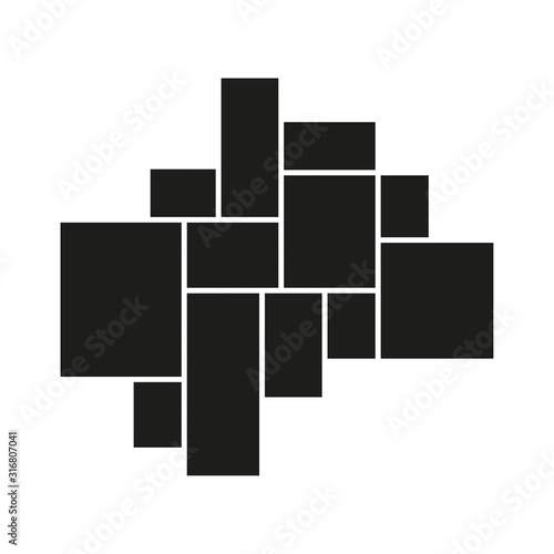 Vector mood board of twelve frames. Black photo collage templates.