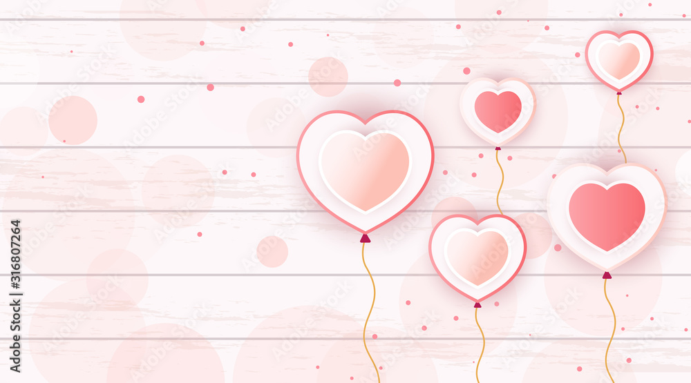 Floating hearts love background banner for valentine - Vector Illustration