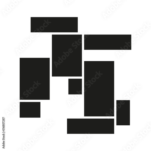 Vector mood board of nine frames. Black photo collage templates.