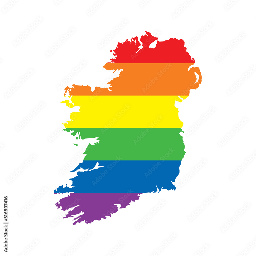 Obraz premium Ireland LGBTQ gay pride flag map