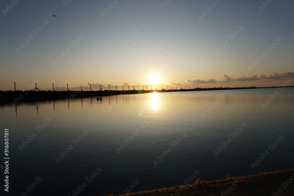 sunset on a salt lake sunset on a salt lake