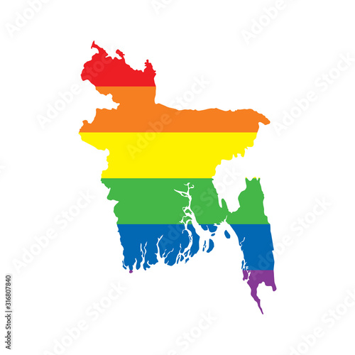 Bangladesh LGBTQ gay pride flag map