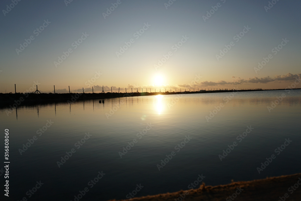 sunset on a salt lake sunset on a salt lake