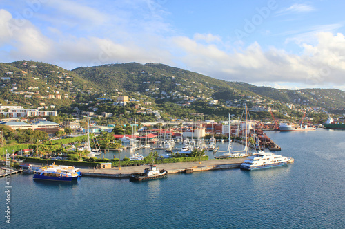 Charlotte Amalie port on Caribbean island Saint Thomas. photo