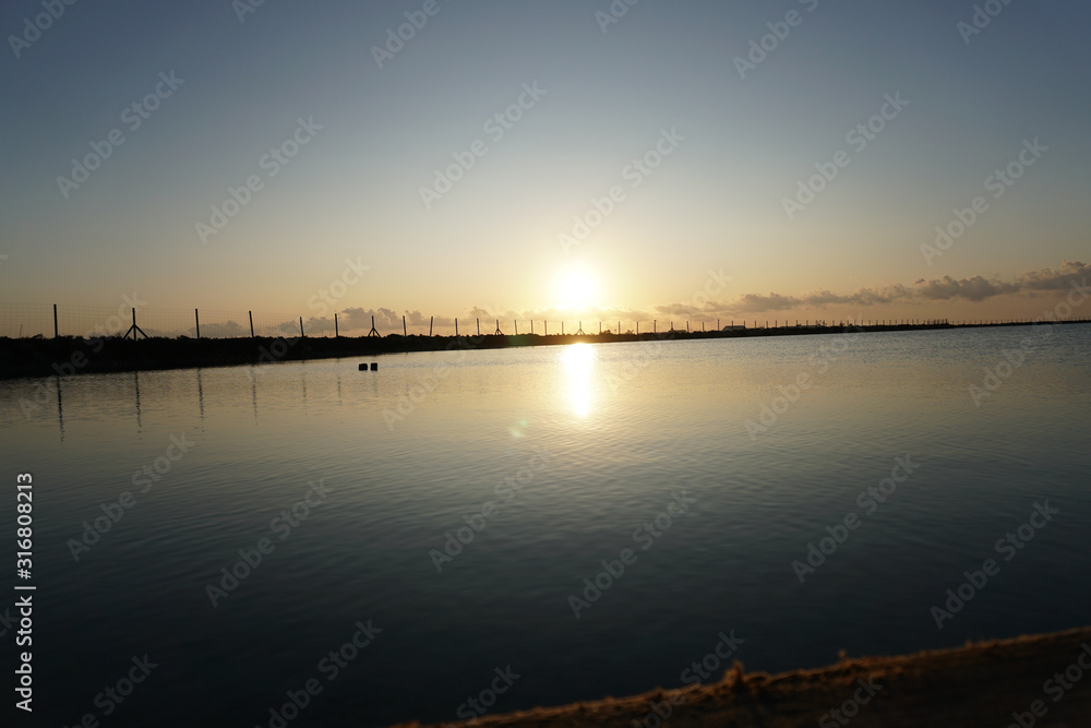 sunset on a salt lake sunset on a salt lake