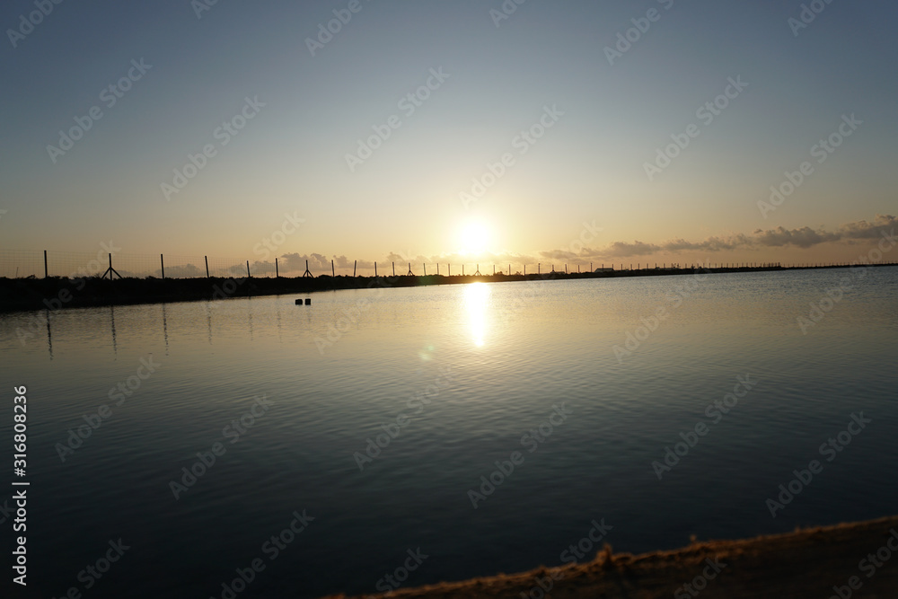 sunset on a salt lake sunset on a salt lake