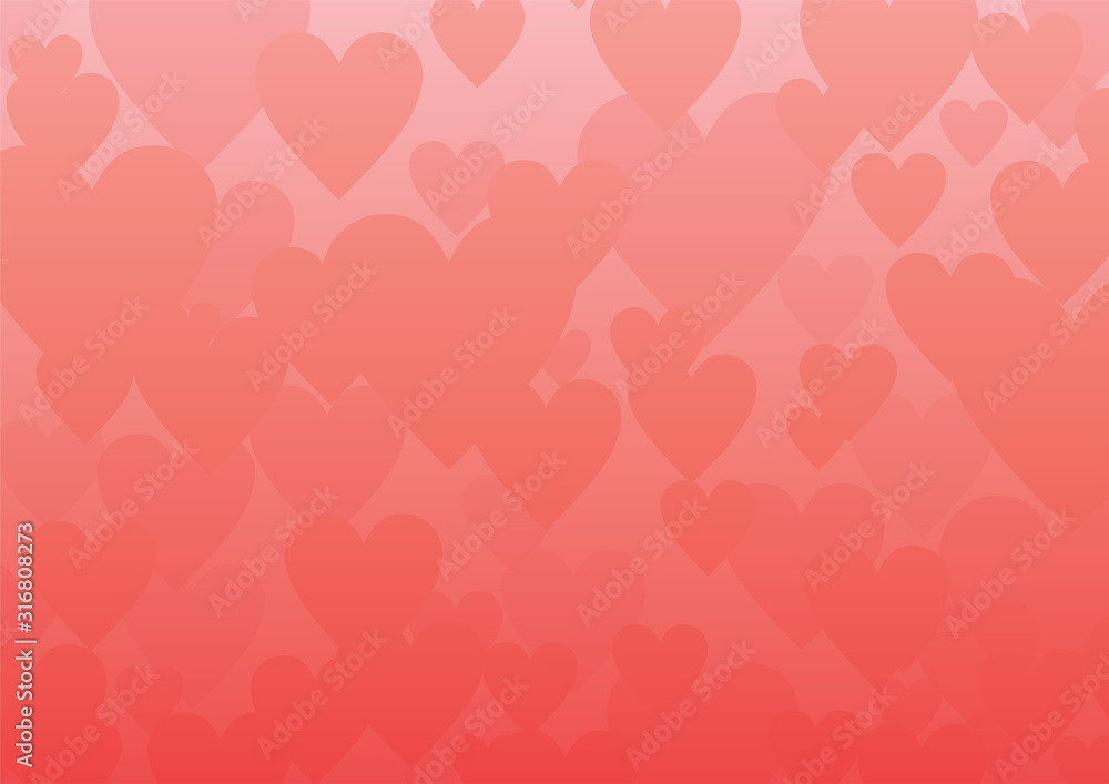 Abstract irregular spread heart shapes on pink background. Vector illustration.