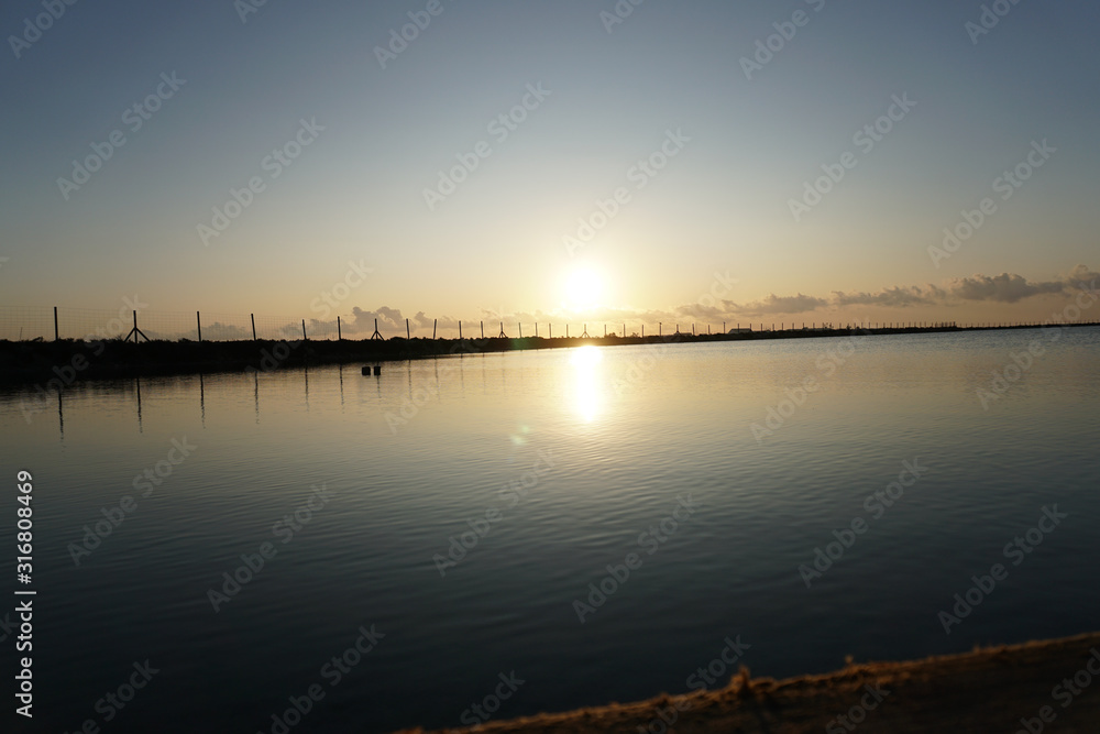 sunset on a salt lake sunset on a salt lake