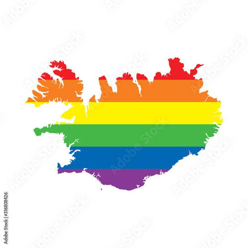 Iceland LGBTQ gay pride flag map
