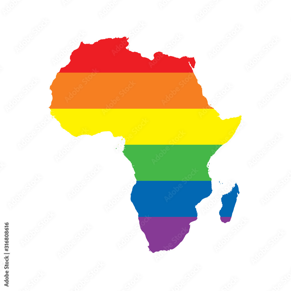 Africa LGBTQ gay pride flag map Africa LGBTQ gay pride flag map