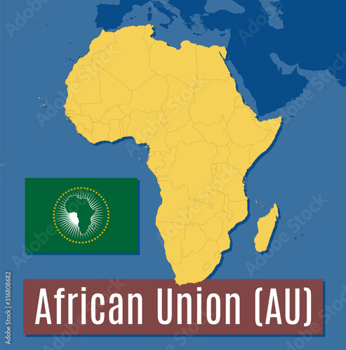 vector map and flag of the African Union (AU)