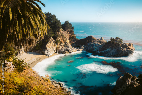 McWay Falls at sunset, Big Sur, California, USA photo