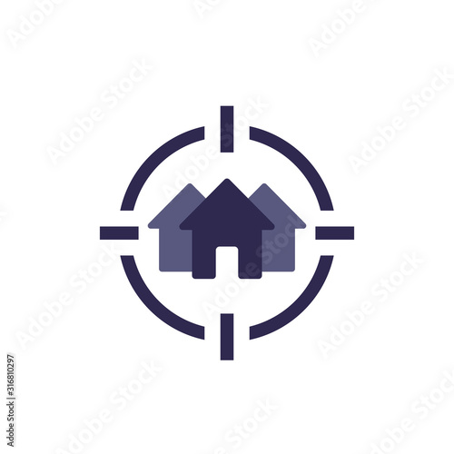 house search icon, real estate vector