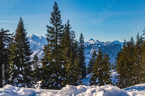 Beautiful winter wonderland at the famous Predigtstuhl, Bad Reichenhall, Bavaria, Germany