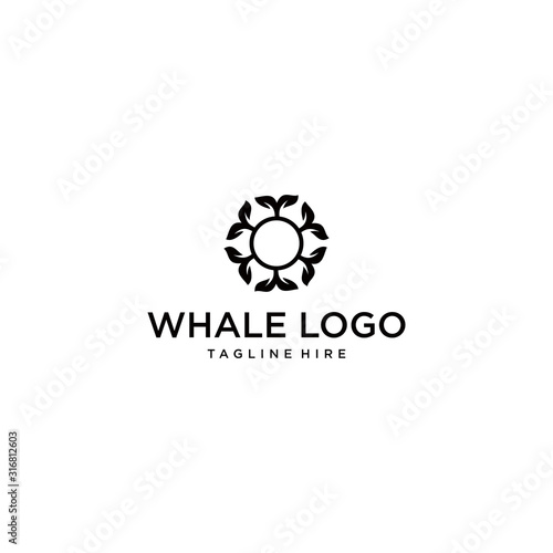 Simple whale logo template.Vector illustration.