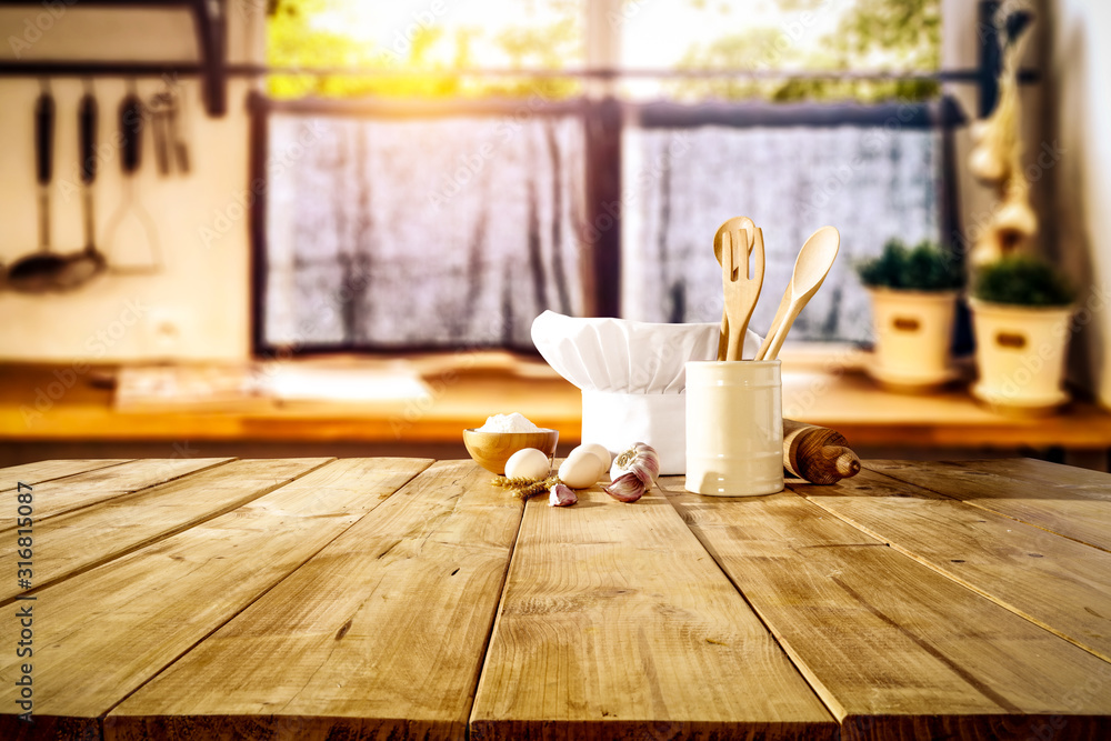 Desk of free space and window background in kitchen Desk of free space and window background in kitchen