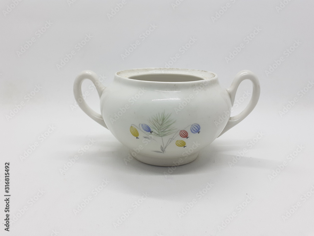 Antique Luxury Elegant Classic Clay Ceramics Porcelain Kitchenware for Cooking Utensils in White Isolated Background Antique Luxury Elegant Classic Clay Ceramics Porcelain Kitchenware for Cooking Utensils in White Isolated Background