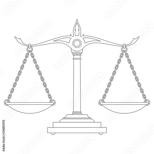 Scales of justice silhouette vector illustration isolated