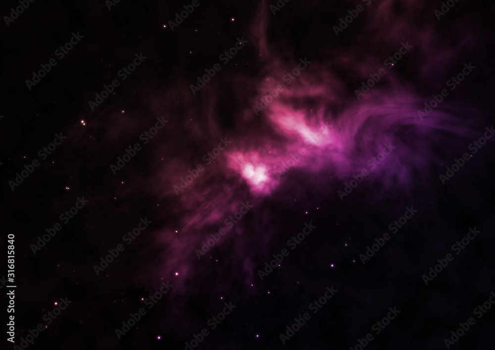 Being shone nebula and star field. 3D rendering Being shone nebula and star field. 3D rendering