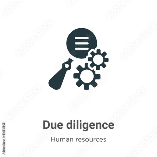 Due diligence glyph icon vector on white background. Flat vector due diligence icon symbol sign from modern human resources collection for mobile concept and web apps design.
