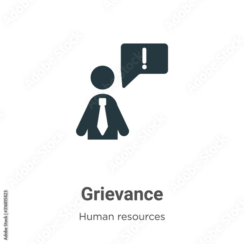 Grievance glyph icon vector on white background. Flat vector grievance icon symbol sign from modern human resources collection for mobile concept and web apps design.