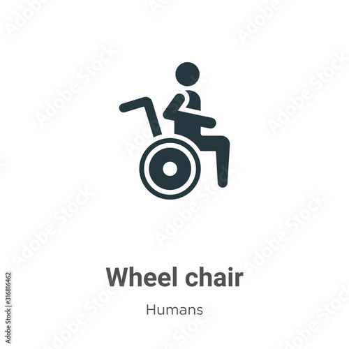 Wheel chair glyph icon vector on white background. Flat vector wheel chair icon symbol sign from modern humans collection for mobile concept and web apps design.