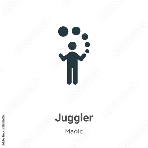 Juggler glyph icon vector on white background. Flat vector juggler icon symbol sign from modern magic collection for mobile concept and web apps design.