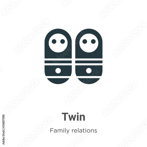 Twin glyph icon vector on white background. Flat vector twin icon symbol sign from modern family relations collection for mobile concept and web apps design.