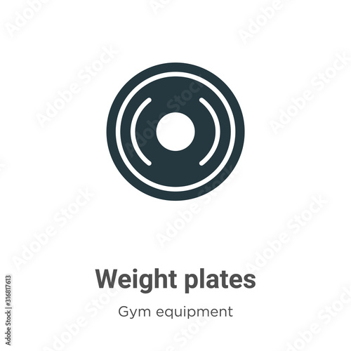 Weight plates glyph icon vector on white background. Flat vector weight plates icon symbol sign from modern gym equipment collection for mobile concept and web apps design.