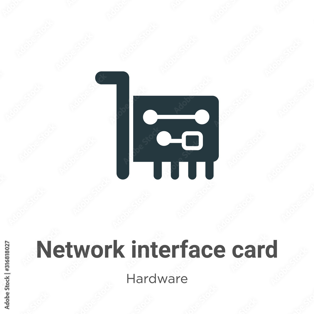 Network Interface Card Glyph Icon Vector On White Background Flat