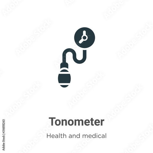 Tonometer glyph icon vector on white background. Flat vector tonometer icon symbol sign from modern health and medical collection for mobile concept and web apps design.
