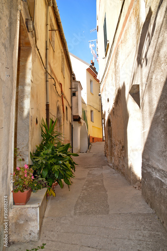 Castelcivita  Italy. A narrow street between the old houses of a medieval village