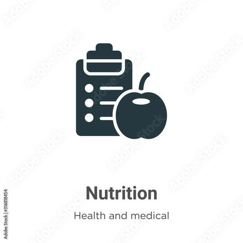 Nutrition glyph icon vector on white background. Flat vector nutrition icon symbol sign from modern health collection for mobile concept and web apps design.