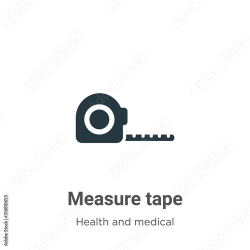 Measure tape glyph icon vector on white background. Flat vector measure tape icon symbol sign from modern health collection for mobile concept and web apps design.