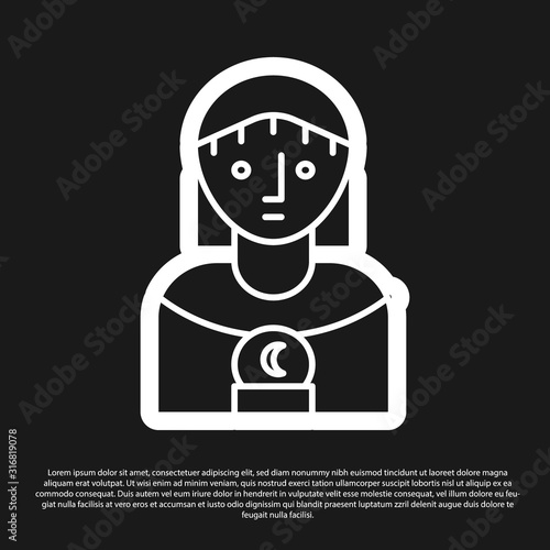 Black Astrology woman icon isolated on black background. Vector Illustration