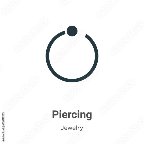 Piercing glyph icon vector on white background. Flat vector piercing icon symbol sign from modern jewelry collection for mobile concept and web apps design.
