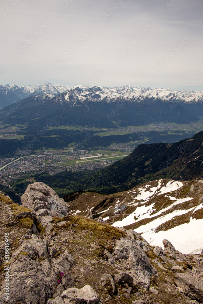 Beautiful view from the top of the mountain (Innsbruck city). Innsbruck, Tyrol, Austria