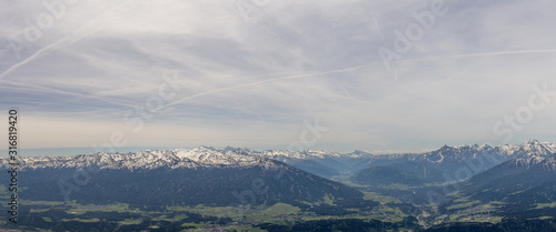 Beautiful view from the top of the mountain (Innsbruck city). Innsbruck, Tyrol, Austria © Anton Buymov