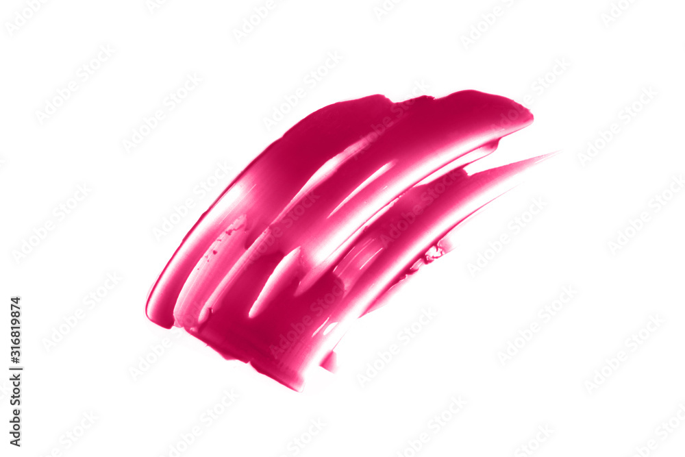 Abstract glossy smear of pink lipstick.Isolated on white.Beautiful make up.Gel texturd lipgloss. Abstract glossy smear of pink lipstick.Isolated on white.Beautiful make up.Gel texturd lipgloss.