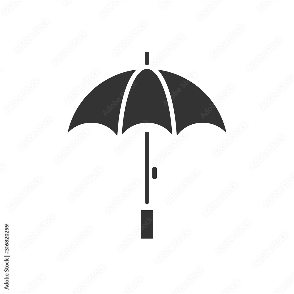 Umbrella sign icon. Rain protection symbol. Flat design style.