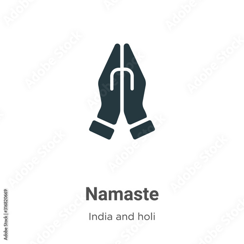 Namaste glyph icon vector on white background. Flat vector namaste icon symbol sign from modern india and holi collection for mobile concept and web apps design.