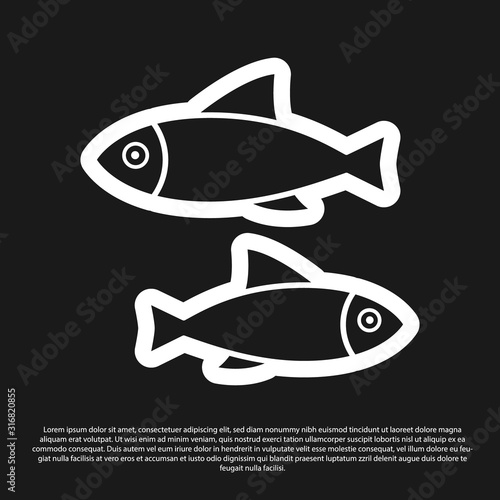 Black Fish icon isolated on black background. Vector Illustration